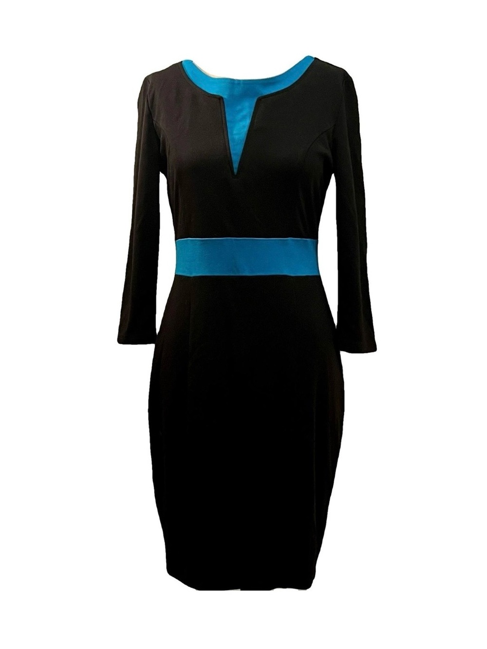 Woosea Black Dress with Blue Accent - Women's Sheath Dress. Size M.